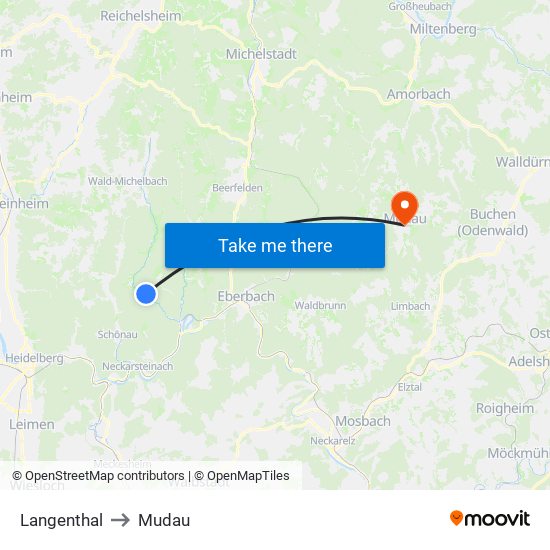 Langenthal to Mudau map