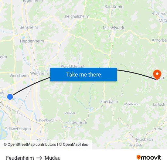 Feudenheim to Mudau map