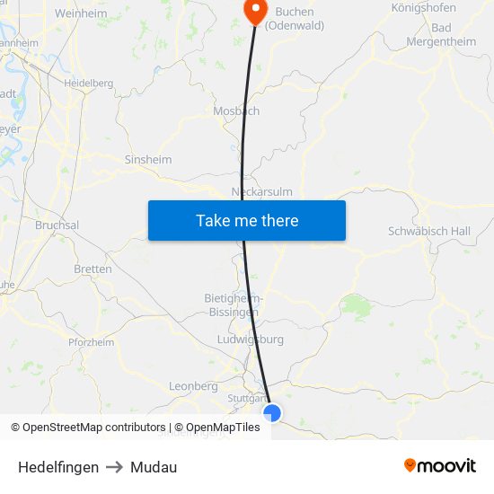 Hedelfingen to Mudau map