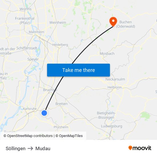 Söllingen to Mudau map