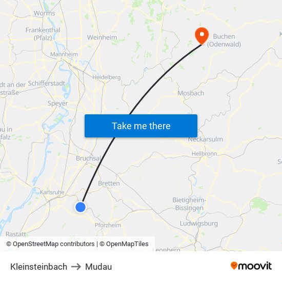 Kleinsteinbach to Mudau map