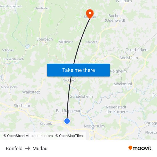 Bonfeld to Mudau map