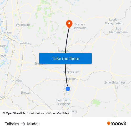 Talheim to Mudau map