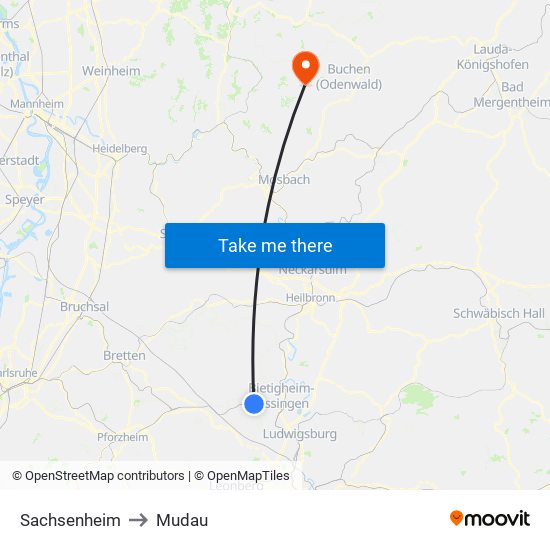 Sachsenheim to Mudau map