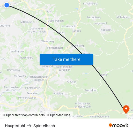 Hauptstuhl to Spirkelbach map