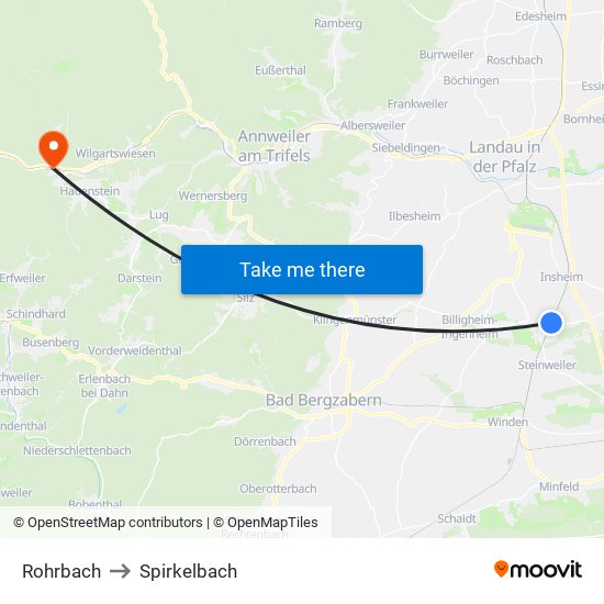 Rohrbach to Spirkelbach map