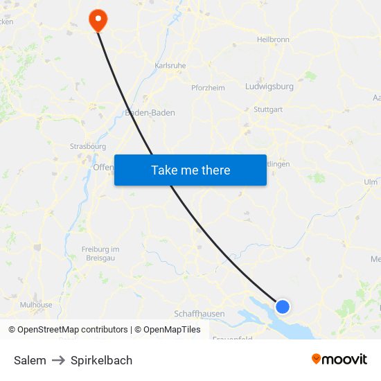 Salem to Spirkelbach map