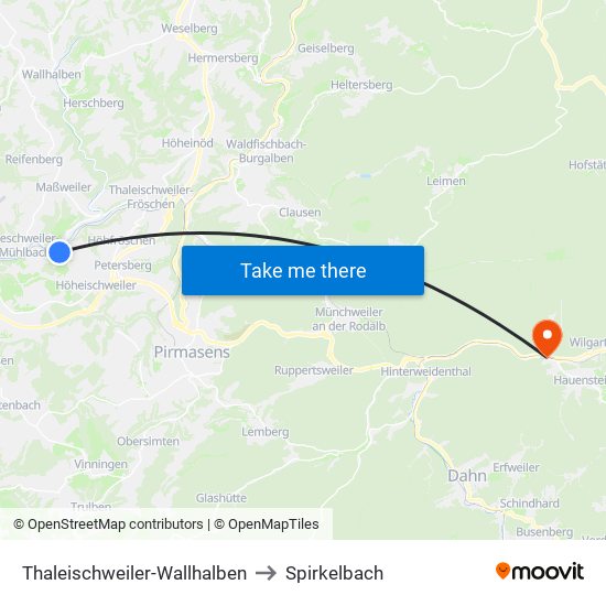 Thaleischweiler-Wallhalben to Spirkelbach map