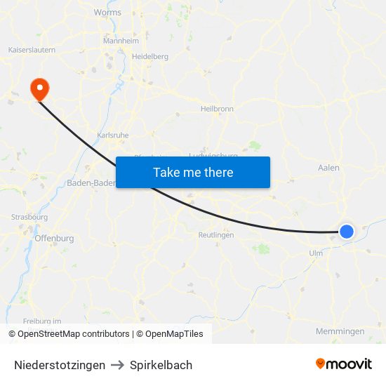 Niederstotzingen to Spirkelbach map