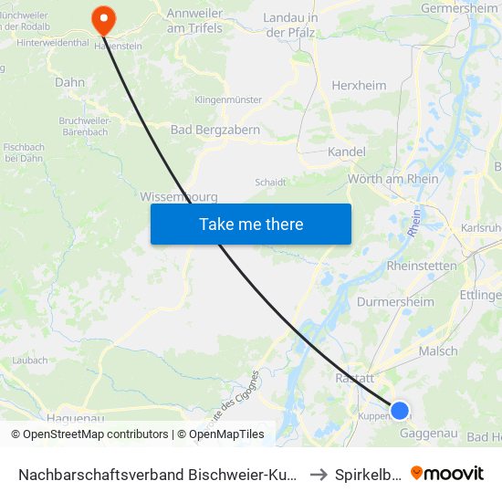 Nachbarschaftsverband Bischweier-Kuppenheim to Spirkelbach map