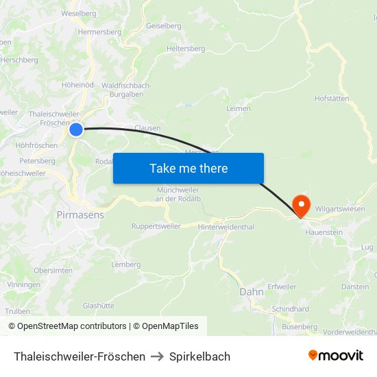 Thaleischweiler-Fröschen to Spirkelbach map