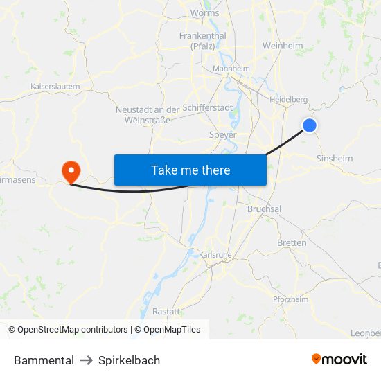 Bammental to Spirkelbach map