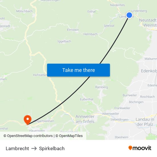 Lambrecht to Spirkelbach map