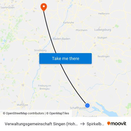 Verwaltungsgemeinschaft Singen (Hohentwiel) to Spirkelbach map