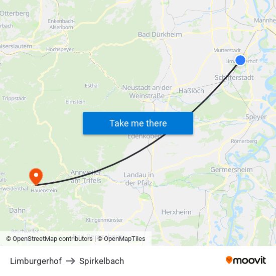 Limburgerhof to Spirkelbach map