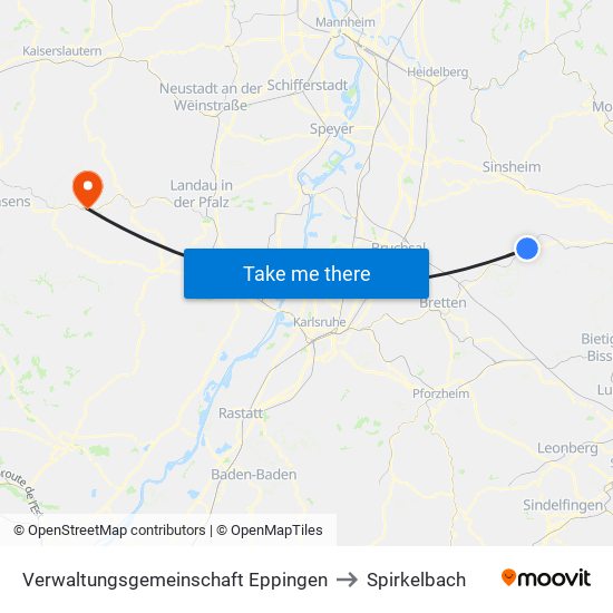 Verwaltungsgemeinschaft Eppingen to Spirkelbach map