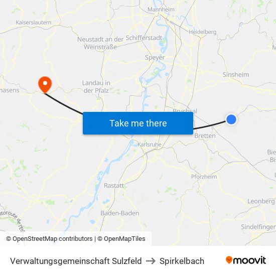 Verwaltungsgemeinschaft Sulzfeld to Spirkelbach map