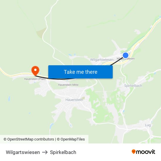 Wilgartswiesen to Spirkelbach map