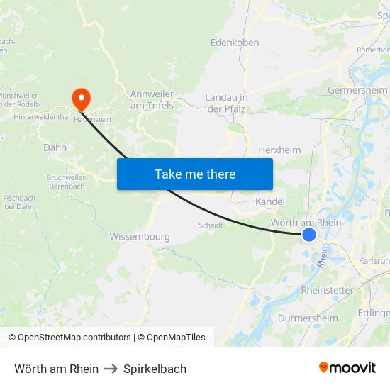 Wörth am Rhein to Spirkelbach map