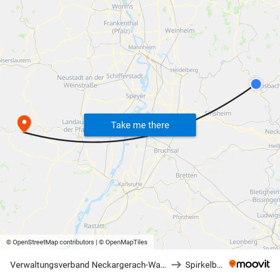 Verwaltungsverband Neckargerach-Waldbrunn to Spirkelbach map