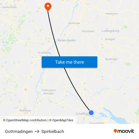 Gottmadingen to Spirkelbach map