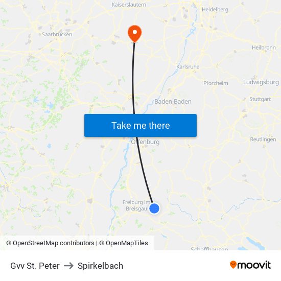 Gvv St. Peter to Spirkelbach map