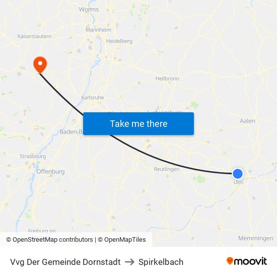 Vvg Der Gemeinde Dornstadt to Spirkelbach map