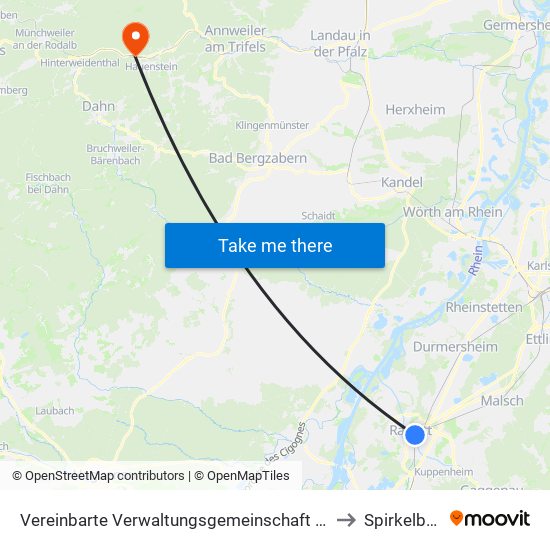 Vereinbarte Verwaltungsgemeinschaft Rastatt to Spirkelbach map