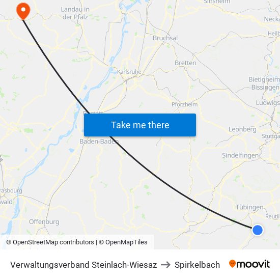 Verwaltungsverband Steinlach-Wiesaz to Spirkelbach map