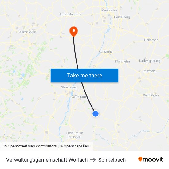 Verwaltungsgemeinschaft Wolfach to Spirkelbach map