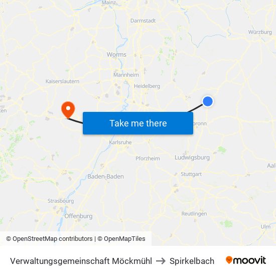 Verwaltungsgemeinschaft Möckmühl to Spirkelbach map