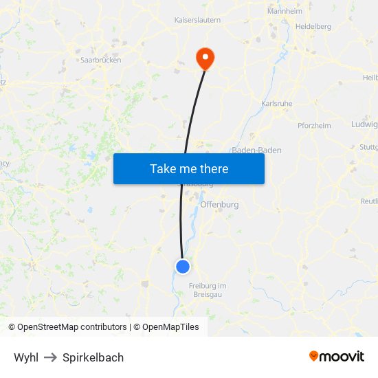 Wyhl to Spirkelbach map