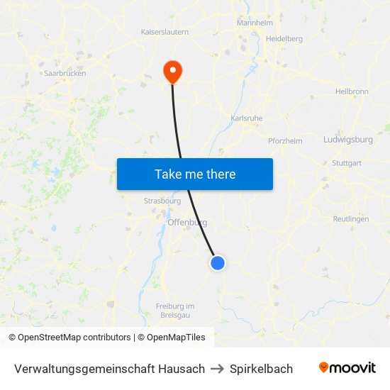 Verwaltungsgemeinschaft Hausach to Spirkelbach map