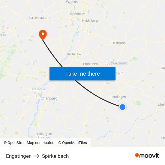 Engstingen to Spirkelbach map