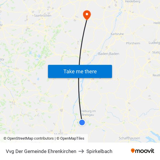 Vvg Der Gemeinde Ehrenkirchen to Spirkelbach map