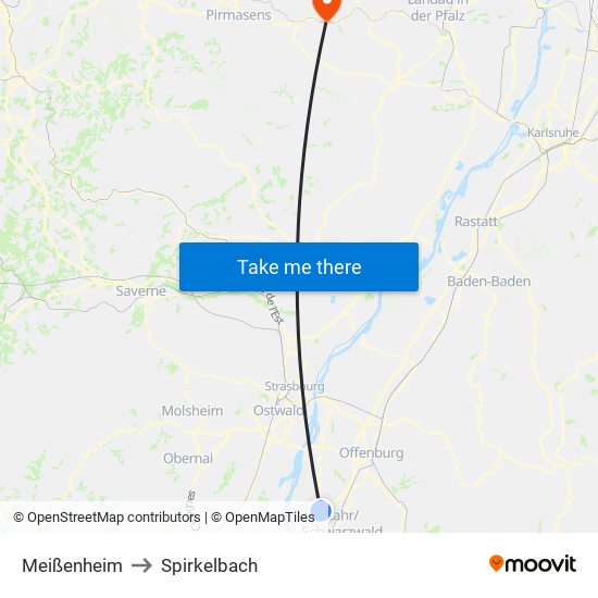 Meißenheim to Spirkelbach map