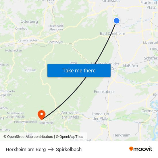 Herxheim am Berg to Spirkelbach map