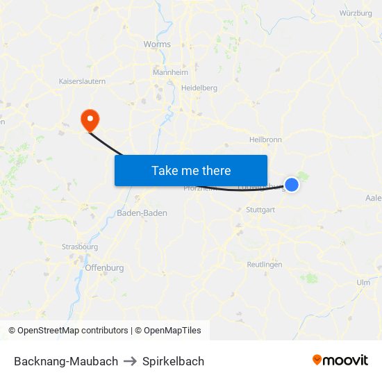 Backnang-Maubach to Spirkelbach map