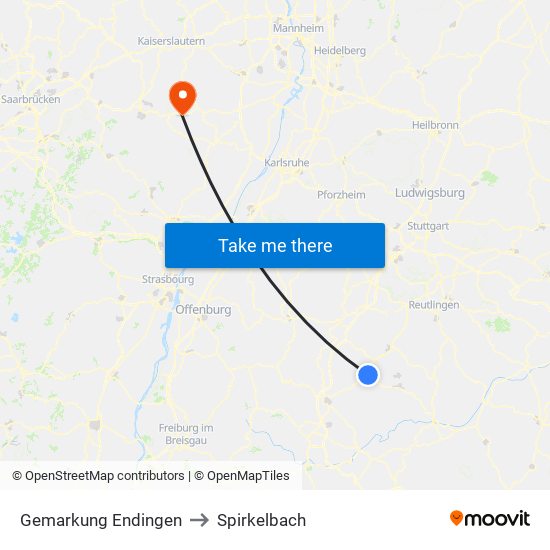 Gemarkung Endingen to Spirkelbach map