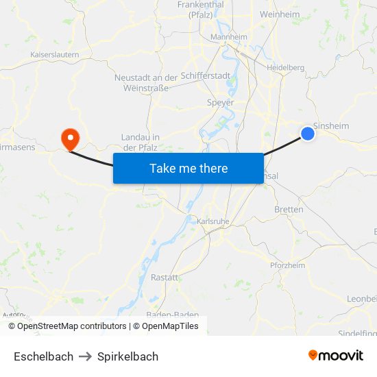 Eschelbach to Spirkelbach map