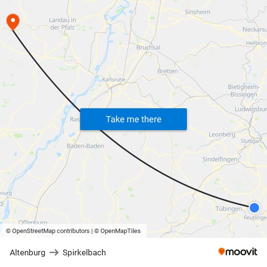 Altenburg to Spirkelbach map