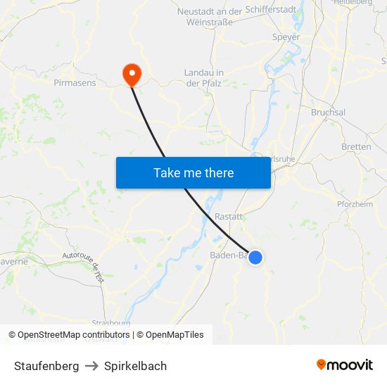 Staufenberg to Spirkelbach map