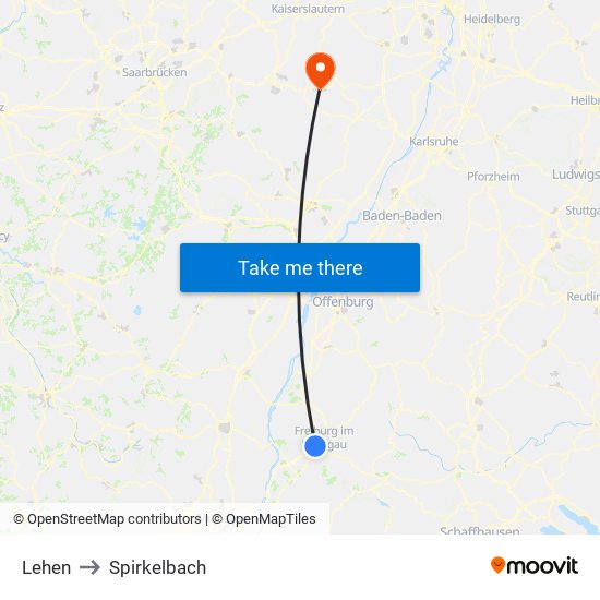 Lehen to Spirkelbach map