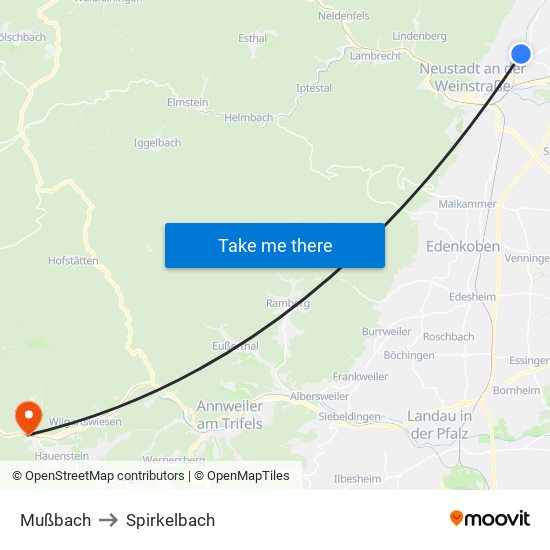 Mußbach to Spirkelbach map