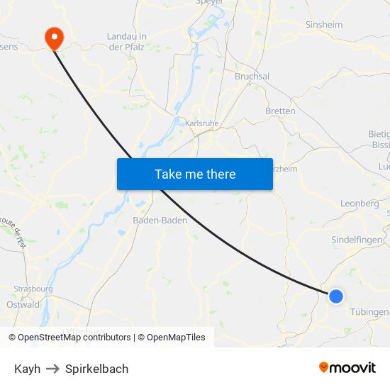 Kayh to Spirkelbach map