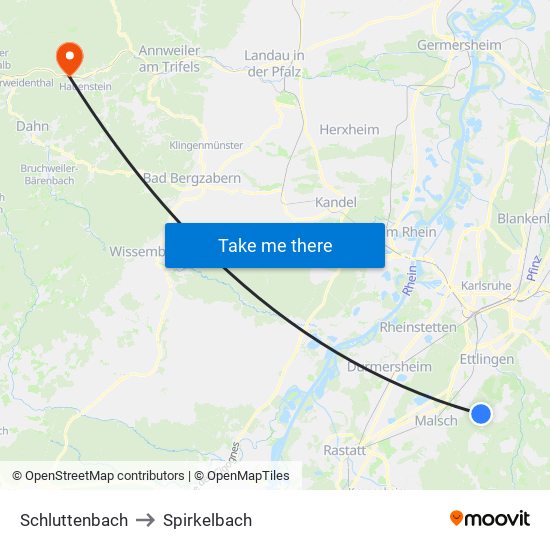 Schluttenbach to Spirkelbach map
