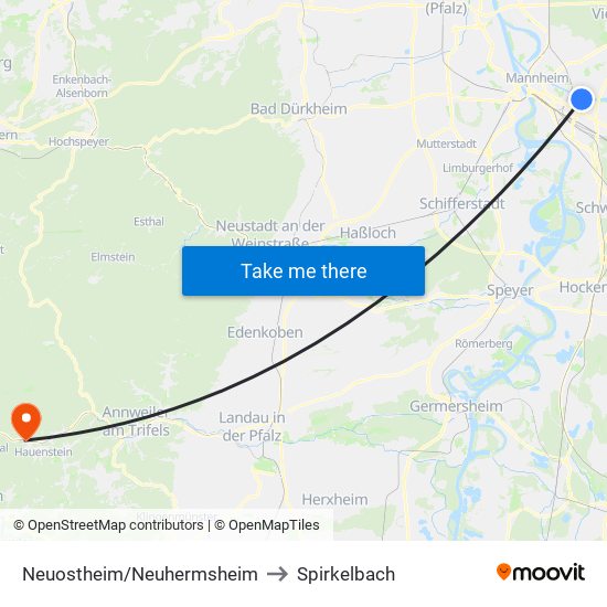 Neuostheim/Neuhermsheim to Spirkelbach map