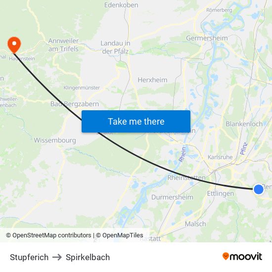 Stupferich to Spirkelbach map