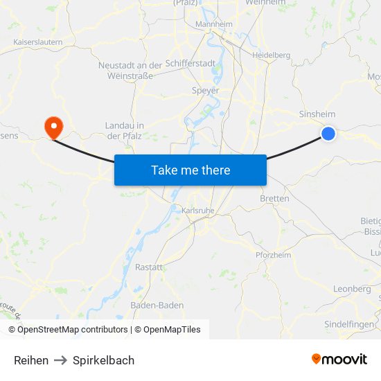 Reihen to Spirkelbach map