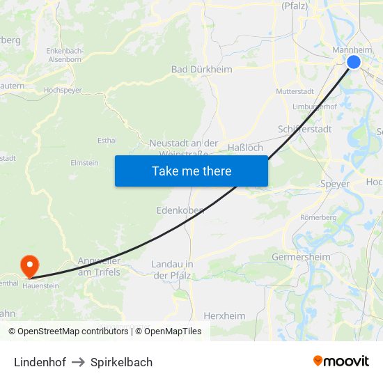 Lindenhof to Spirkelbach map